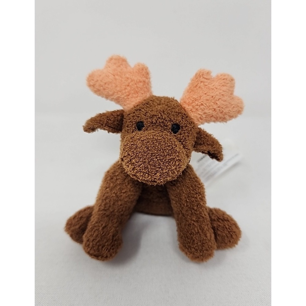 BATTAT TERRY CLOTH MINI SITTING BROWN MOOSE PEACH ANTLERS PLUSH 3 Inch